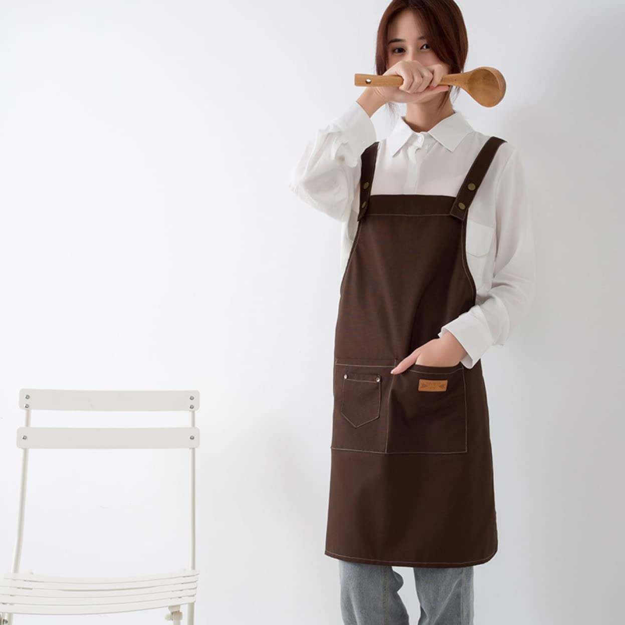 Amazon.co.jp: JCHJ エプロン カフェエプロン 肩掛け 男女兼用